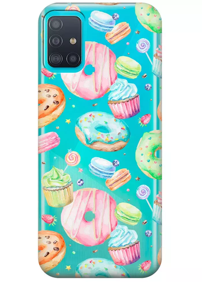 Прозрачный чехол для Galaxy A51 - Пончики