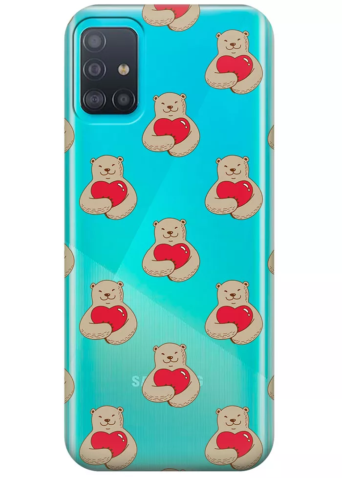 Прозрачный чехол для Galaxy A51 - Влюбленные медведи