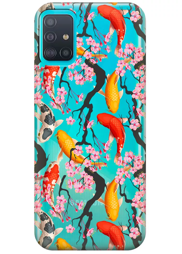 Прозрачный чехол для Galaxy A51 - Японские рыбки