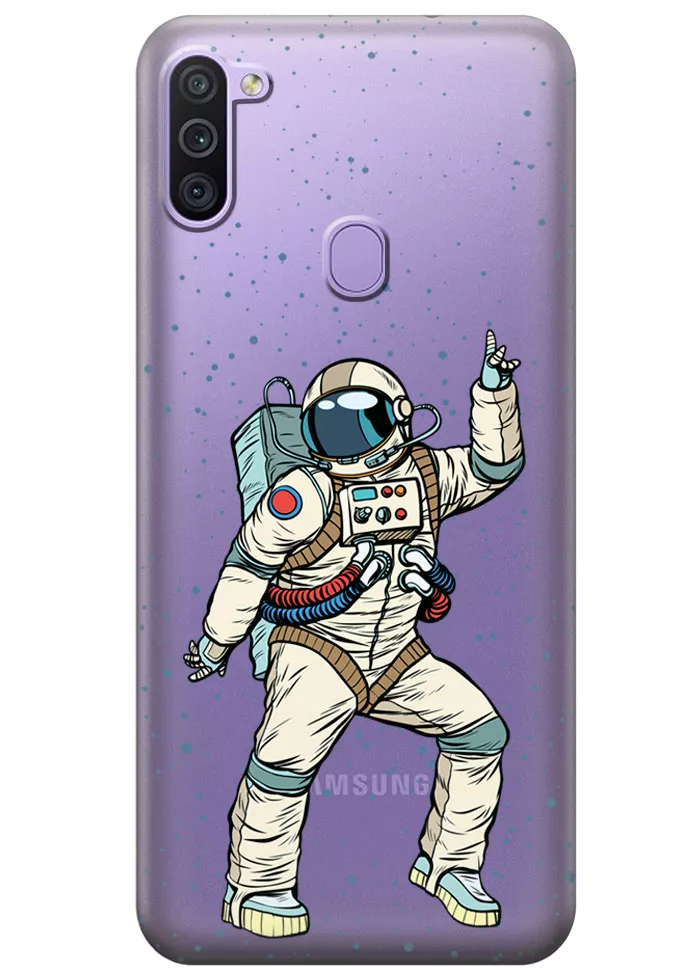 Прозрачный чехол для Galaxy M11 - Веселый космонавт
