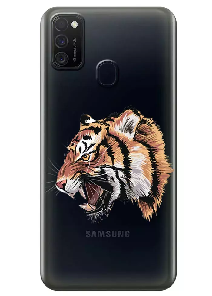 Прозрачный чехол для Galaxy M21 - Тигр