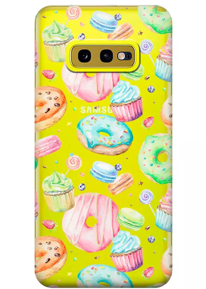 Прозрачный чехол для Galaxy S10e - Пончики