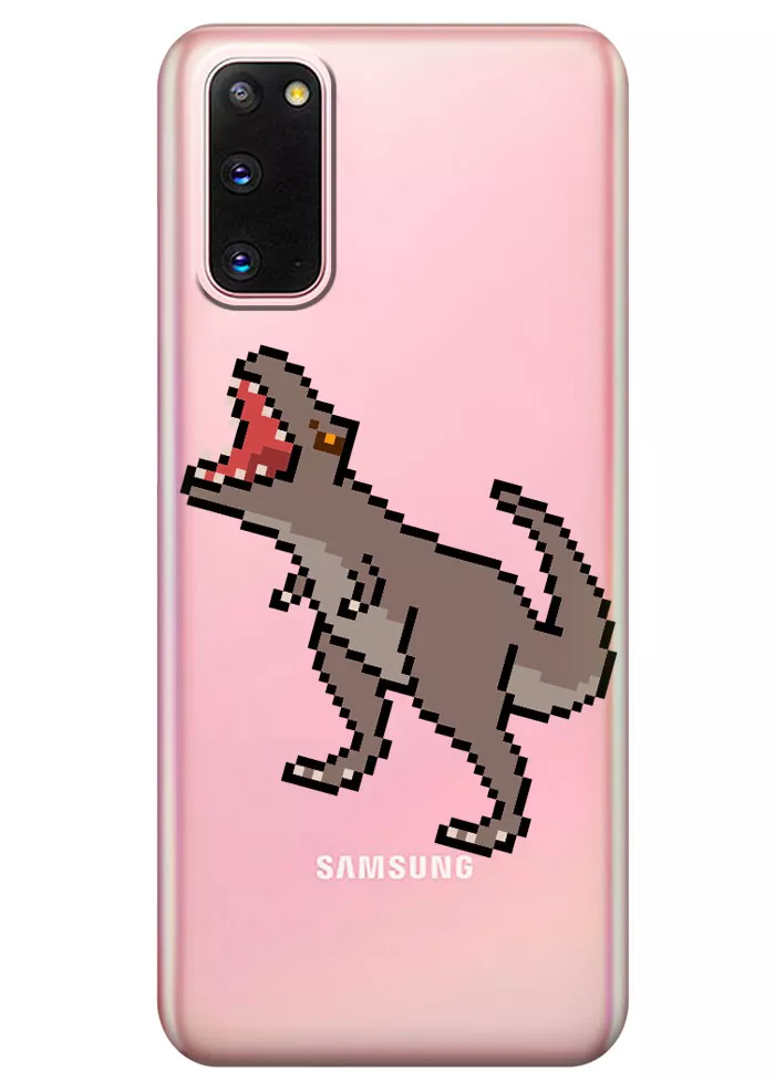 Прозрачный чехол для Galaxy S20 - Пиксельный динозавр