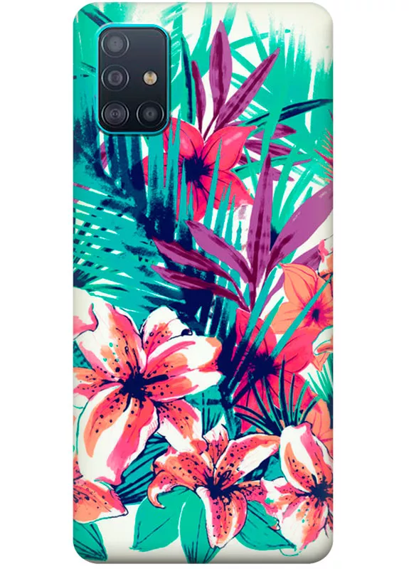 Чехол для Galaxy A71 из тонкого силикона - Цветочная Икебана