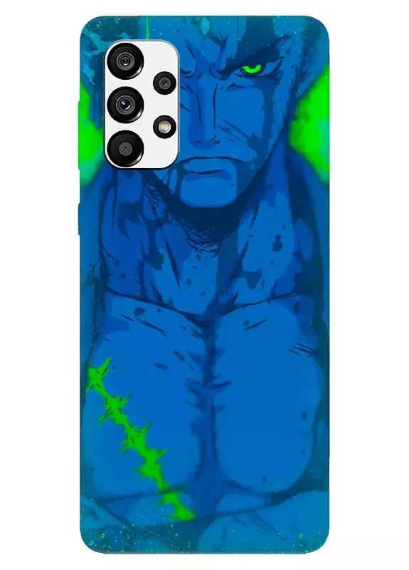 Samsung Galaxy A73 5G чехол - Ван-Пис One Piece синий Ророноа Зоро крупным планом 