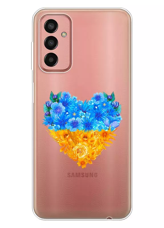 Патриотический чехол Samsung Galaxy M13 с рисунком сердца из цветов Украины