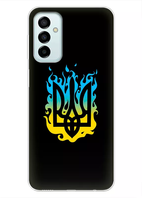Чехол на Samsung Galaxy M23 5G с справедливым гербом и огнем Украины