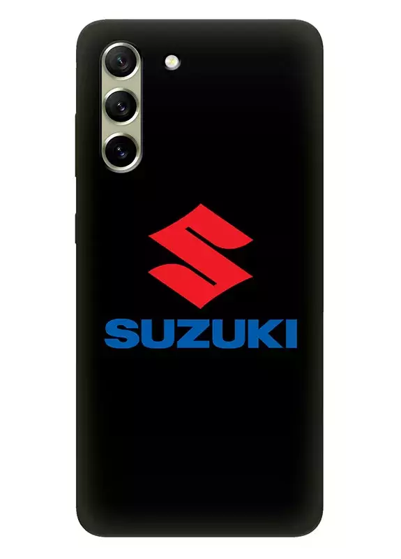 Гелекси С21 ФЕ чехол из силикона - Suzuki Сузукі классический логотип крупным планом и название вектор-арт на черном фоне черный чехол