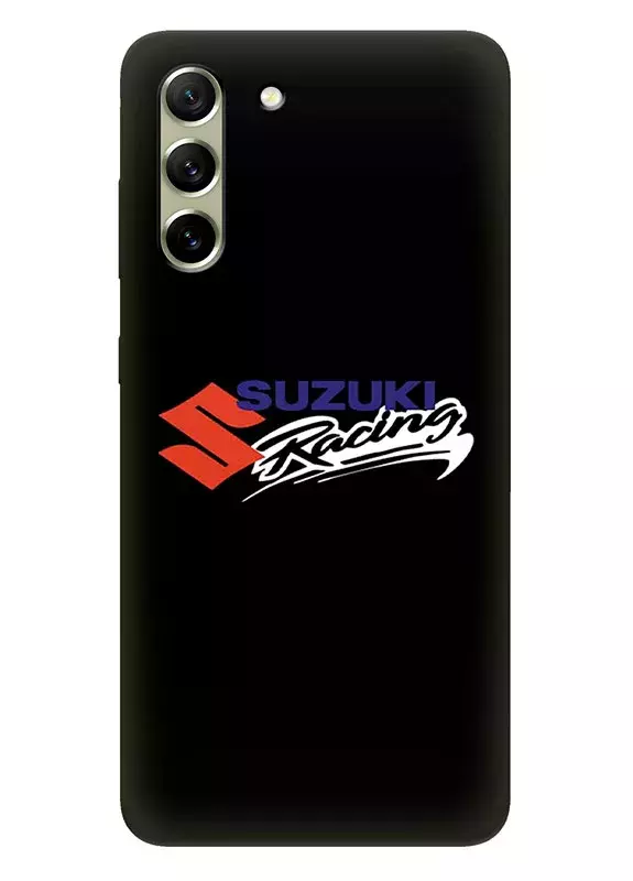 Гелекси С21 ФЕ чехол из силикона - Suzuki Сузукі Racing логотип крупным планом и название вектор-арт на черном фоне черный чехол