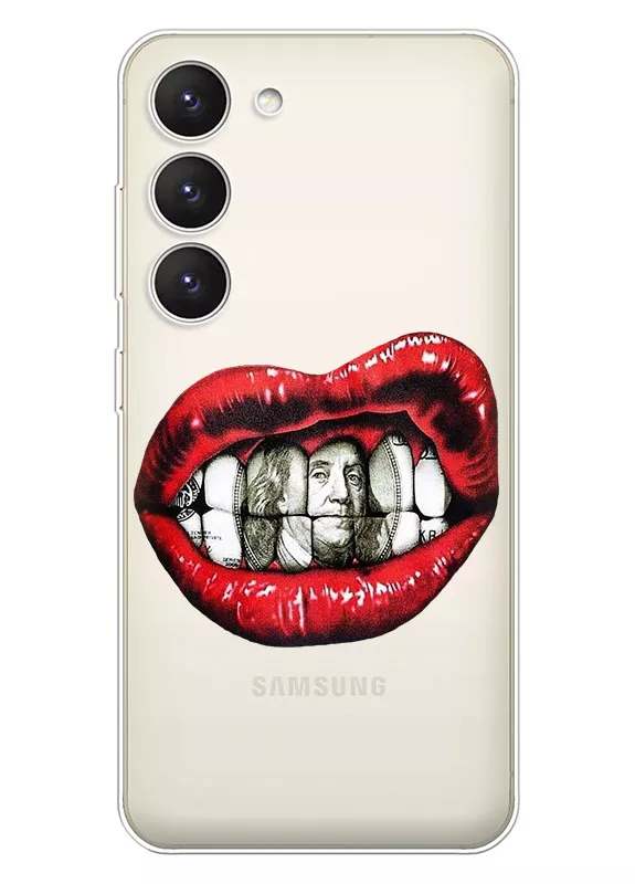 Силиконовый чехол для Samsung Galaxy S24 - Доллары-зубы