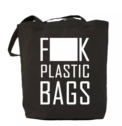 Сумка-мешок черная - Fuck Plastic Bugs