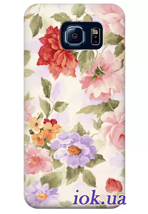 Чехол для Galaxy S6 - Цветы 