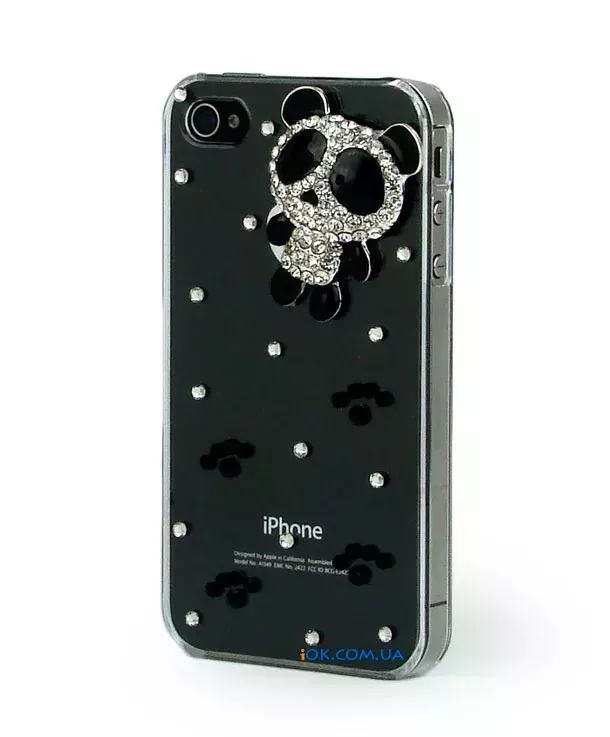 Тонкая накладка с прозрачного пластика со стразами на iPhone 4 / 4S