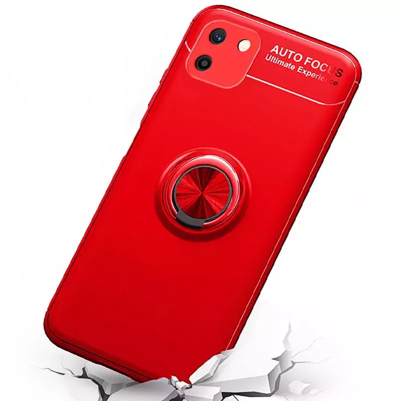 TPU чехол Deen ColorRing под магнитный держатель (opp) для Realme C11, Красный / Красный