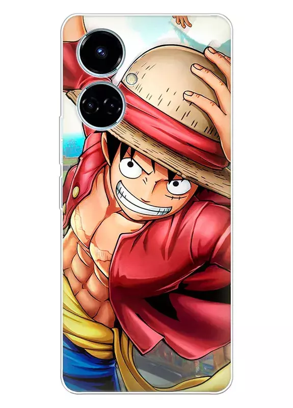 Tecno Camon 19 чехол - Ван-Пис One Piece Луффи в атаке