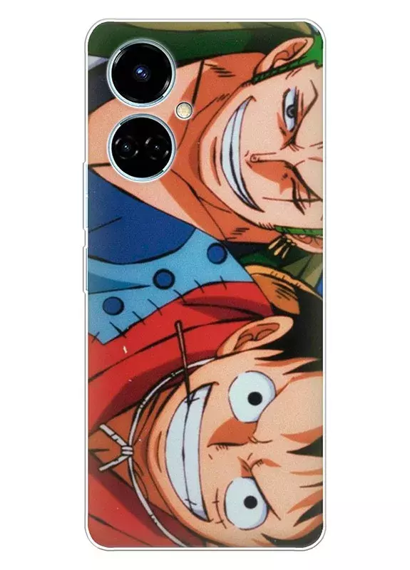 Tecno Camon 19 чехол - Луффи и Ророноа Зоро смеются крупным планом | Ван-Пис One Piece 