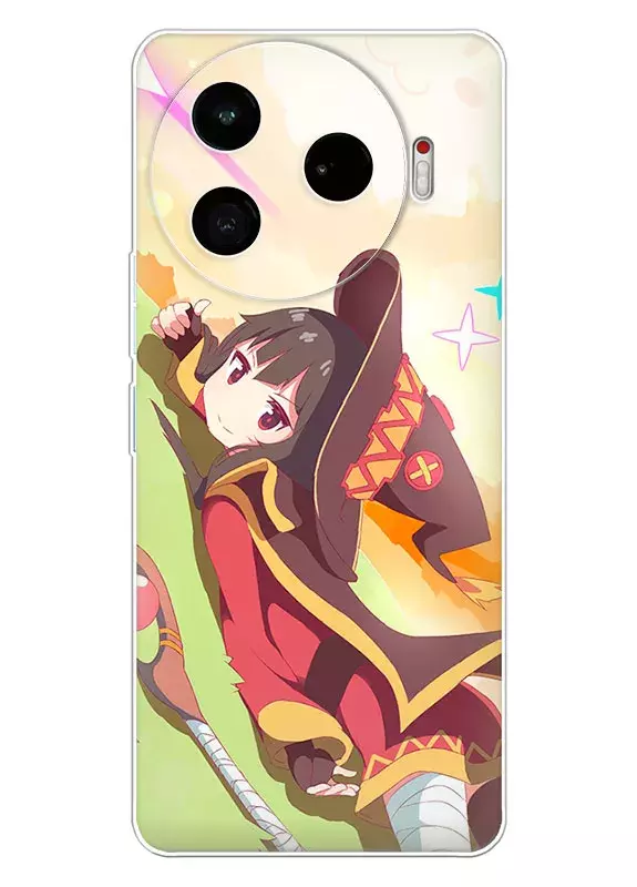 Бампер для Tecno Camon 30 Pro - Коносуба KonoSuba отдыхающая Мегумин позитивно приветствует