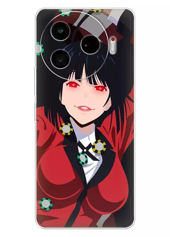 Tecno Camon 30 Pro чехол - Безумный азарт Маньяк азартных игр Какэгуруи Kakegurui Compulsive Gambler Юмэко Джабами раскидывает фишки казино