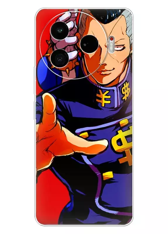 Чехол для Tecno Camon 30 Pro - Невероятные приключения ДжоДжо JoJo’s Bizarre Adventure Окуясу Ниджимура в атаке крупным планом