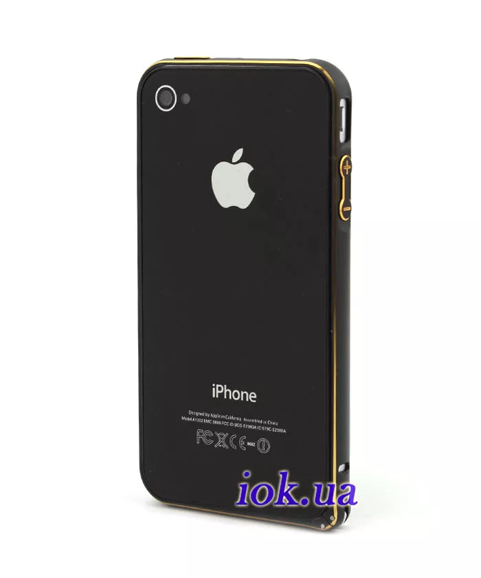 Алюминиевый бампер на iPhone 4/4S - Черный с золотым