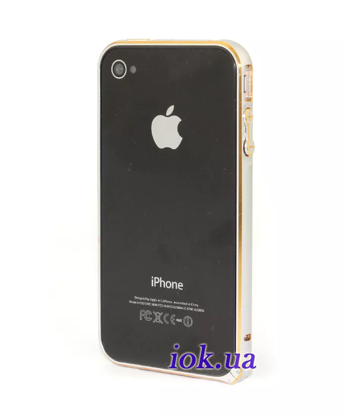 Алюминиевый бампер на iPhone 4/4S - серебро с золотом