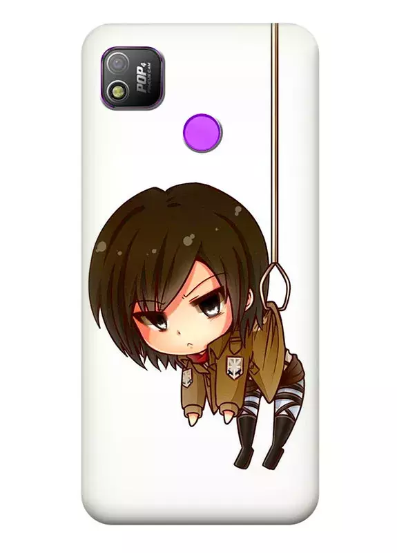 Tecno Pop 4 (BC2) чехол - Атака на титанов Attack on Titan Микаса Аккерман в виде призовой игрушки 
