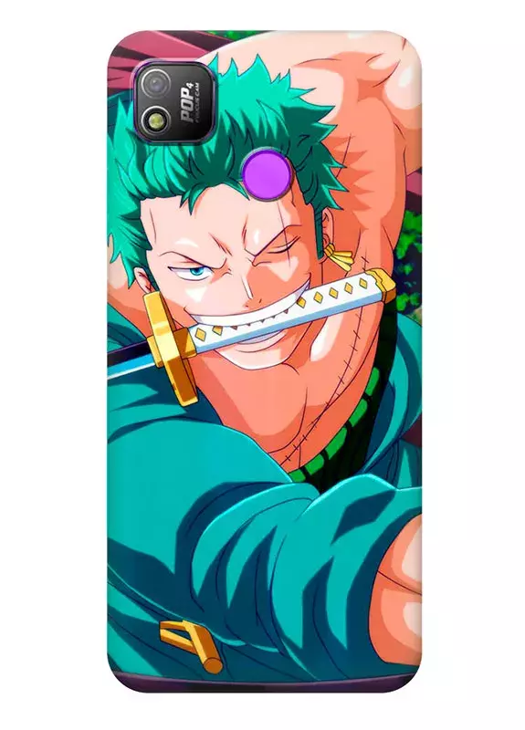 Tecno Pop 4 (BC2) чехол - Ван-Пис One Piece Ророноа Зоро в атаке крупным планом