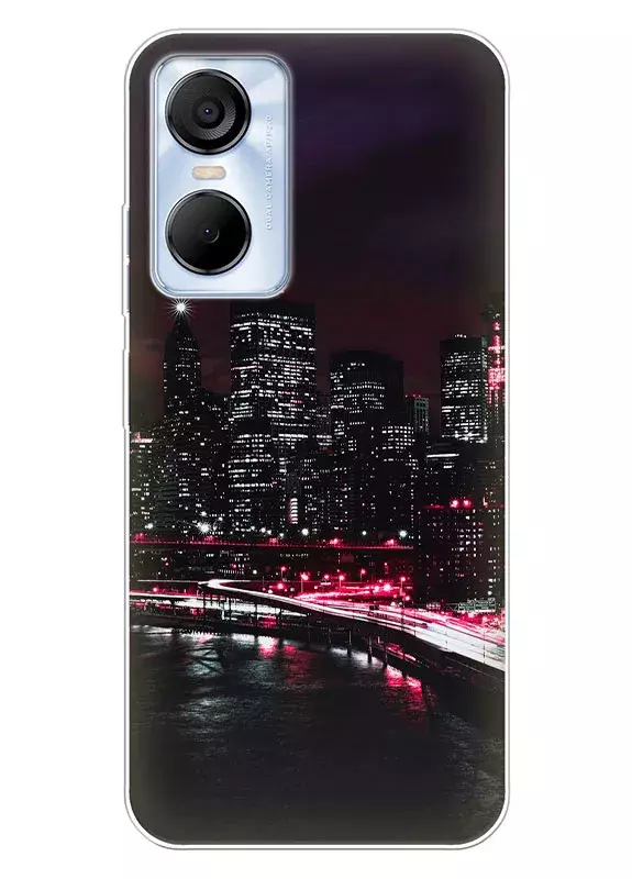 Tecno Pop 6 Pro силиконовый чехол с картинкой - Небоскребы