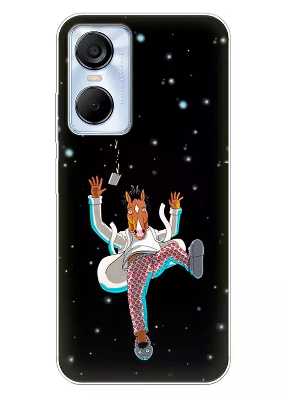 Чехол для Tecno Pop 6 Pro с мультиком BoJack Horseman - Конь БоДжек в космосе дезориентирован