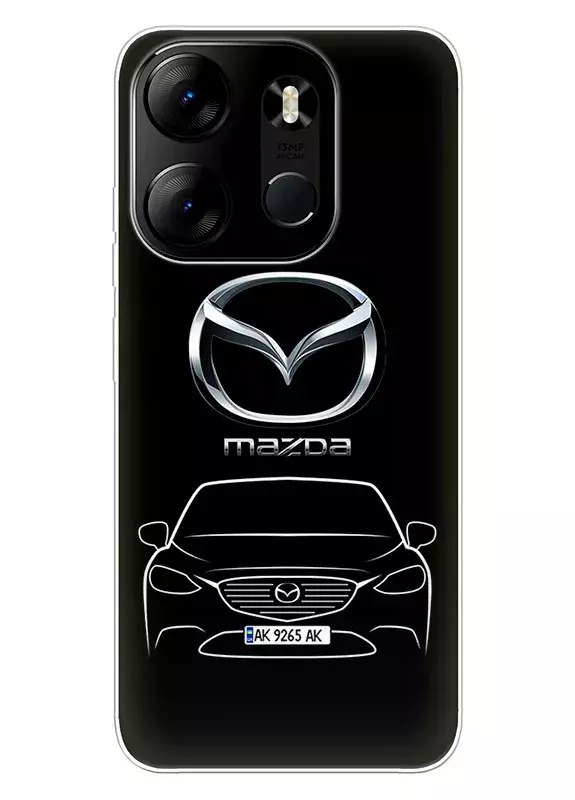 Чехол для Tecno Pop 7 Мазда логотип и автомобильс номерным знаком - Mazda 2 3 6 Atenza Axela Demino MX-3 MX-5 MX-6 RX-7 RX-8 вектор-арт купе седан