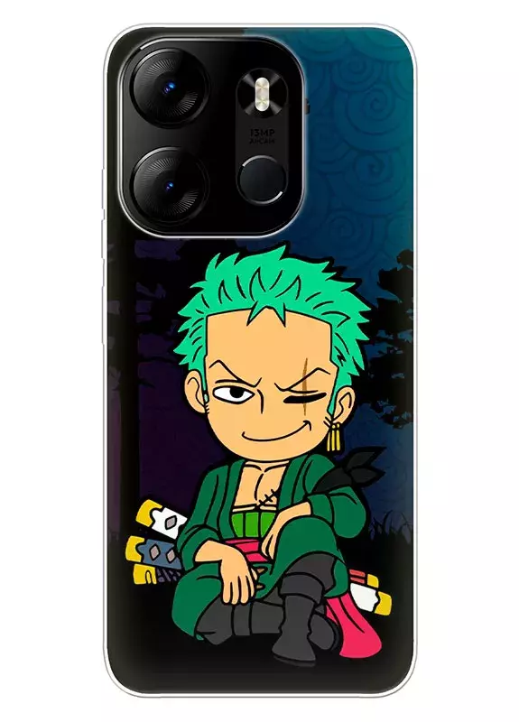 Tecno Pop 7 чехол - Ван-Пис One Piece мультяшный Ророноа Зоро подмигивает