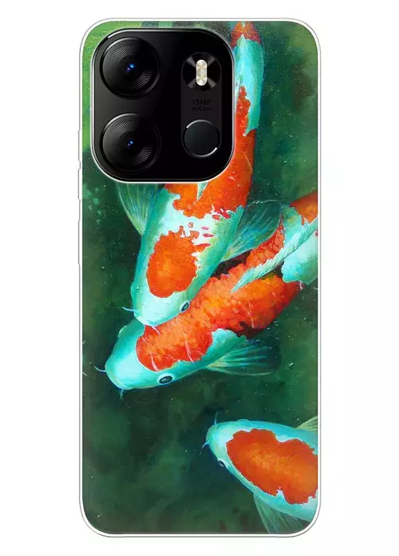 Tecno Pop 7 силиконовый чехол с картинкой - Карпы