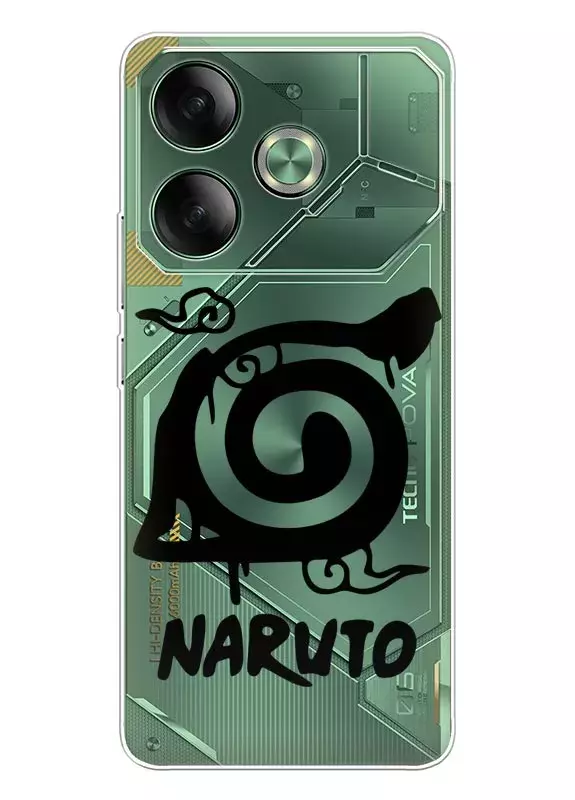 Чехол для Tecno Pova 6 из прозрачного силикона - Naruto Just Do It Logo