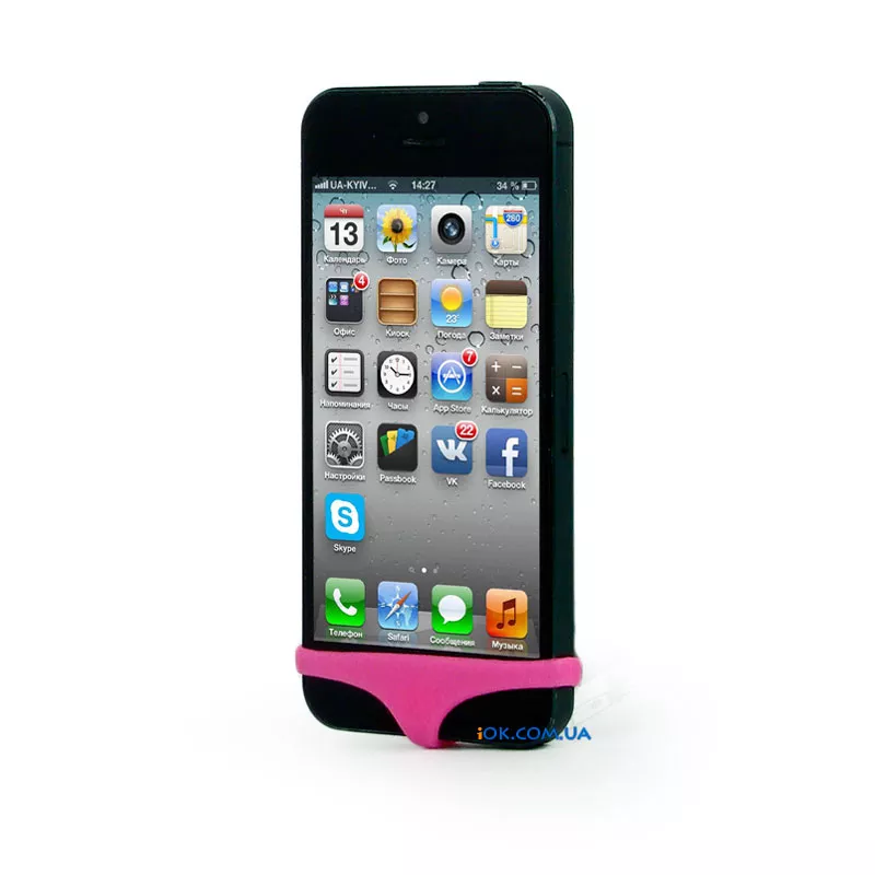 Розовые трусы на iPhone 5, силиконовые на кнопку Home