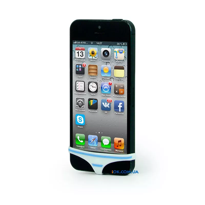 Силиконовые трусики на iPhone 5 в синюю полосочку