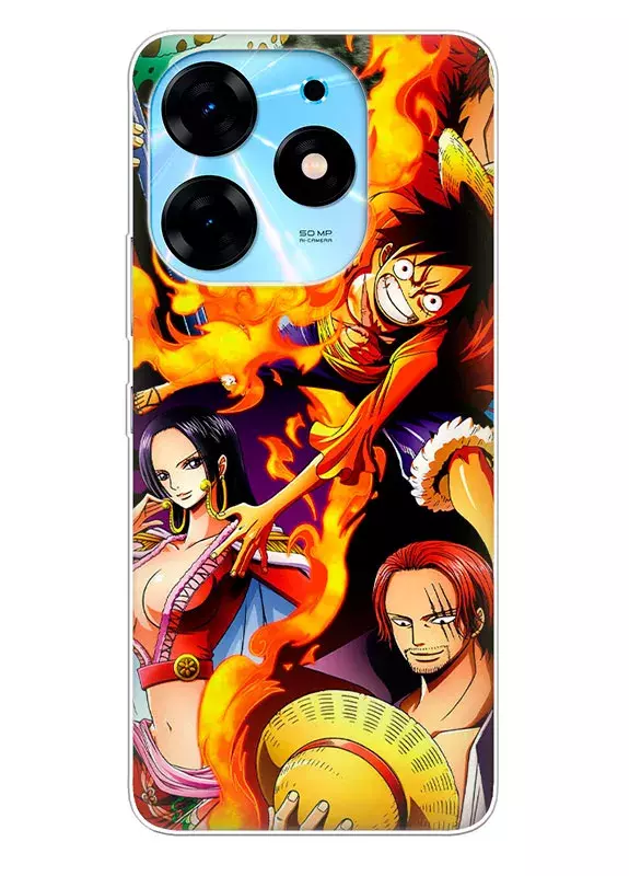 Tecno Spark 10 чехол - Ван-Пис One Piece атакующий Луффи Шанкс и Нико Робин