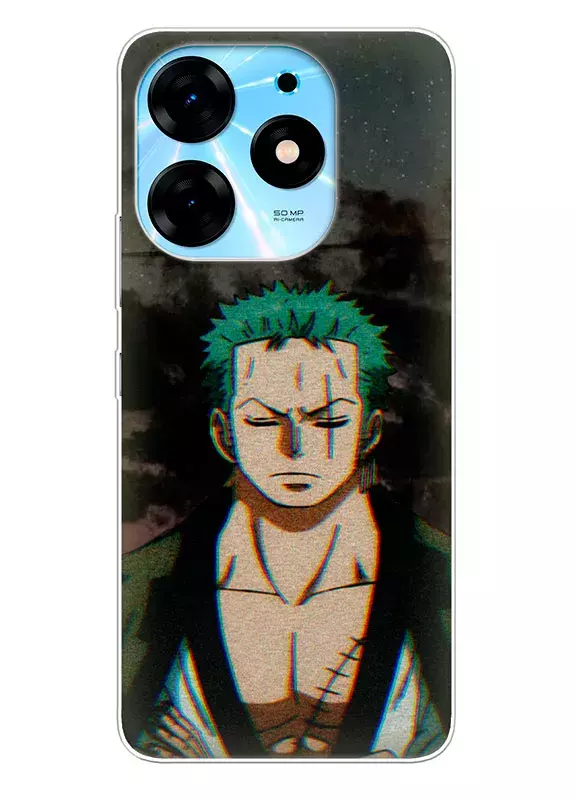 Tecno Spark 10 чехол - Ван-Пис One Piece Ророноа Зоро медетирует в ожидании