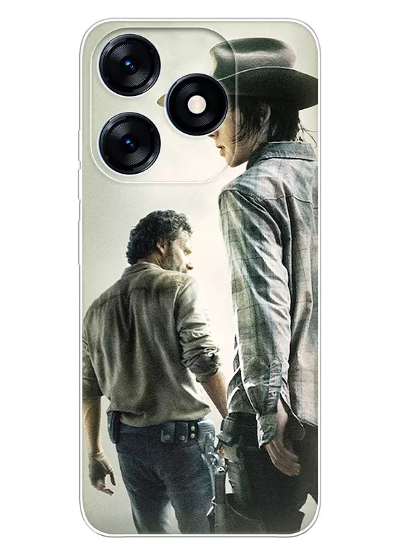 Техно Спарк 10С чехол - Ходячие мертвецы The Walking Dead Рик Граймс Эндрю Линкольн и Карл Граймс Чендлер Риггз