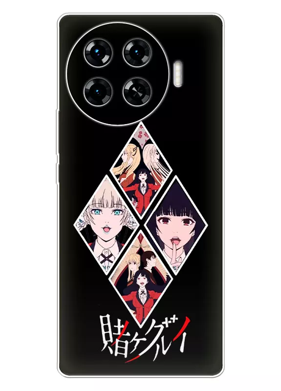 Tecno Spark 20 Pro Plus чехол - Безумный азарт Маньяк азартных игр Какэгуруи Kakegurui Compulsive Gambler лого из главных героев