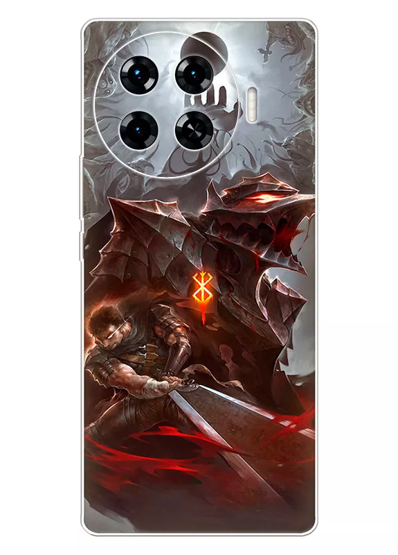 Tecno Spark 20 Pro Plus чехол - Берсерк Бэрусэруку Berserk Beruseruku Гатса в атаке и Гриффит под солнечным затмением