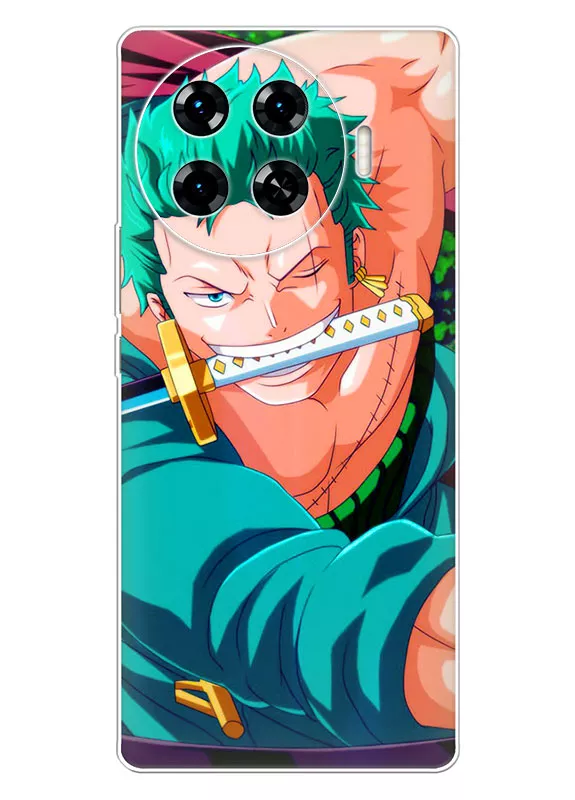 Tecno Spark 20 Pro Plus чехол - Ван-Пис One Piece Ророноа Зоро в атаке крупным планом