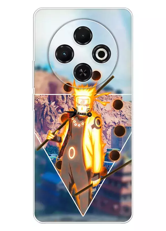 Чехол для Tecno Spark 30C - Наруто и Боруто, Наруто Узумаки в боевом огне на фоне гор