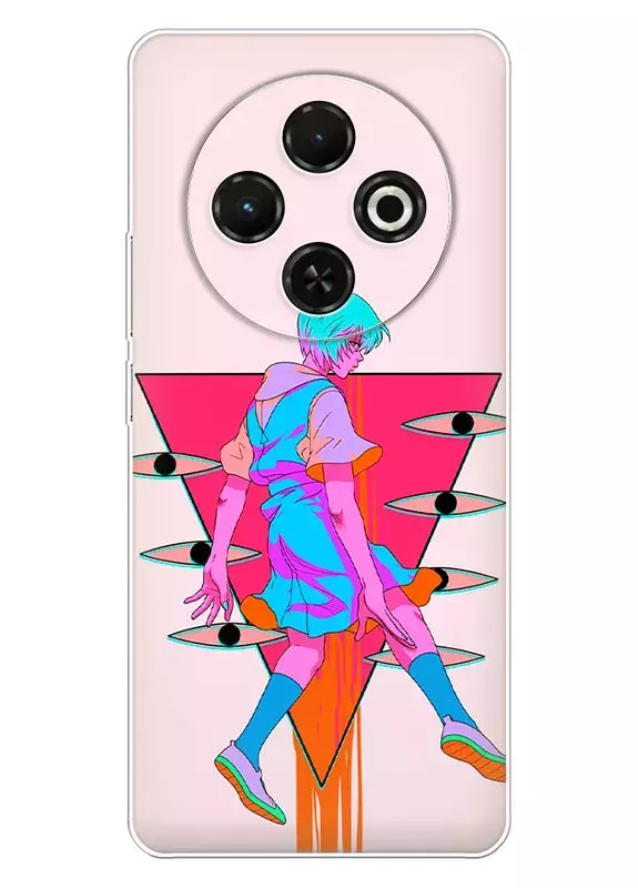 Чехол для Tecno Spark 30C - Евангелион Evangelion Рей Аянами неоновый арт