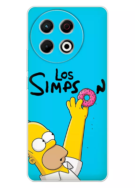 Бампер для Tecno Spark 30 Pro - Симпсоны Los Simpson Гомер Симпсон держит донат