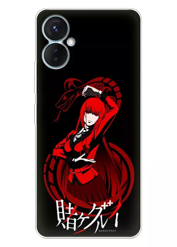 Tecno Spark 9 Pro чехол - Безумный азарт Маньяк азартных игр Какэгуруи Kakegurui Compulsive Gambler Юмэко Джабами на фоне змеи 