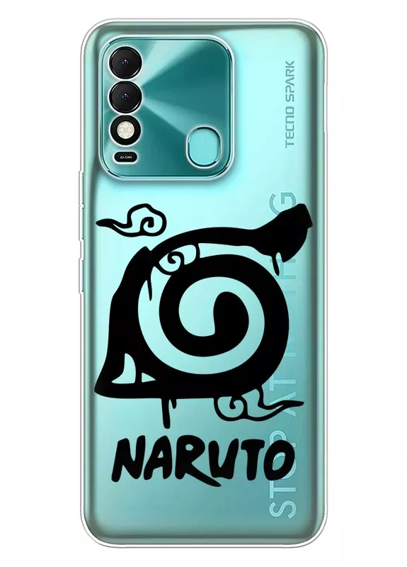 Чехол для Tecno Spark 8 из прозрачного силикона - Naruto Just Do It Logo