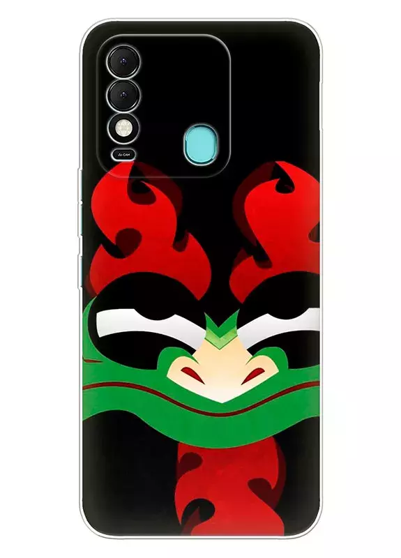 Техно Спарк 8 чехол силиконовый - Samurai Jack Самурай Джек лицо дракона Аку крупным-планом вектор-арт 