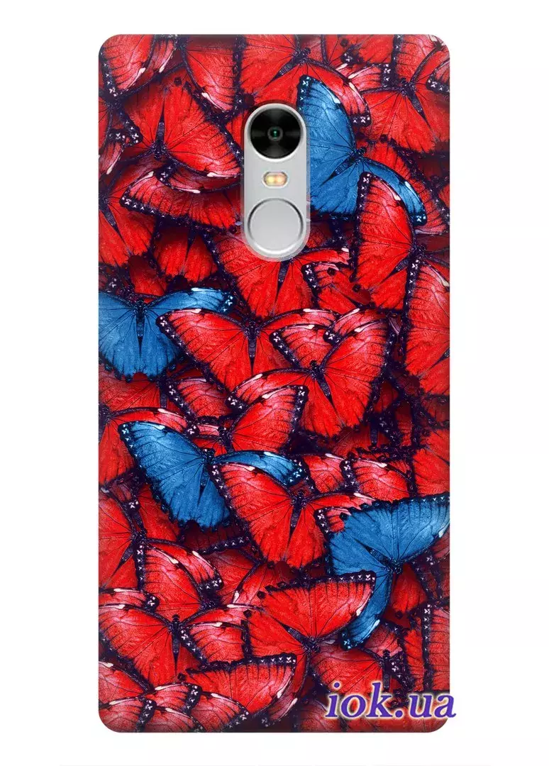 Бампер для Xiaomi Redmi Note 4 - Красные бабочки
