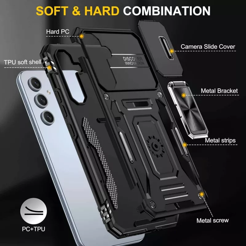 Ударопрочный чехол Camshield Army Ring для Samsung Galaxy S25 / S24, Черный / Black