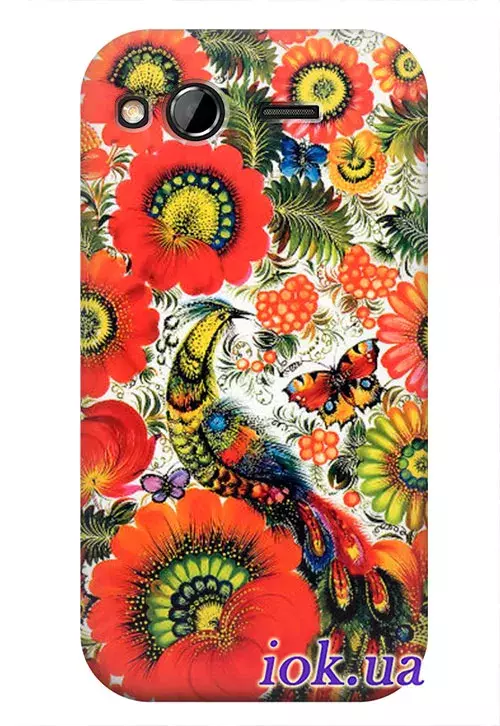 Яркий чехол для HTC Desire S с цветами